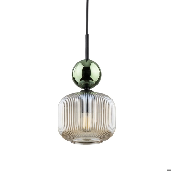 lampada a sospensione vetro ambra verde stile contemporaneo